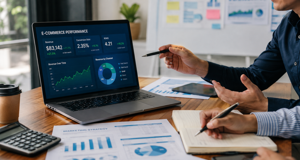 Ecommerce revenue growth chart from performance marketing agency campaigns